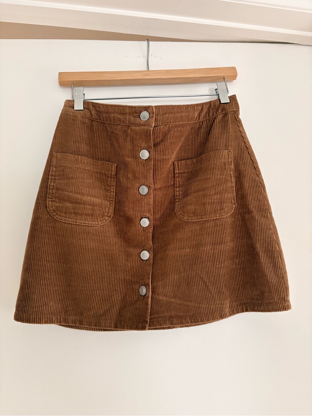 Simons Brown Corduroy Button-Front A-Line Skirt